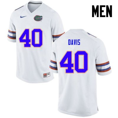 Men's Florida Gators #40 Jarrad Davis NCAA Nike White Authentic Stitched College Football Jersey BDB4562YN